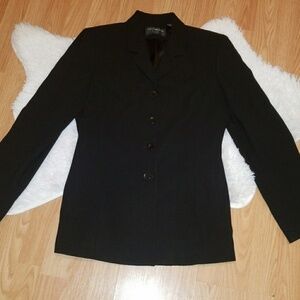 Liz Claiborne Blazer Jacket Black Size 8 Classic Business Casual USA Vintage Y2K